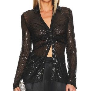 Free People Sequin Buttondown Top